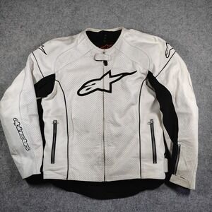 Alpinestars TZ-1 Reload Perforated Leather Motorcycle Jacket White Black USA 42